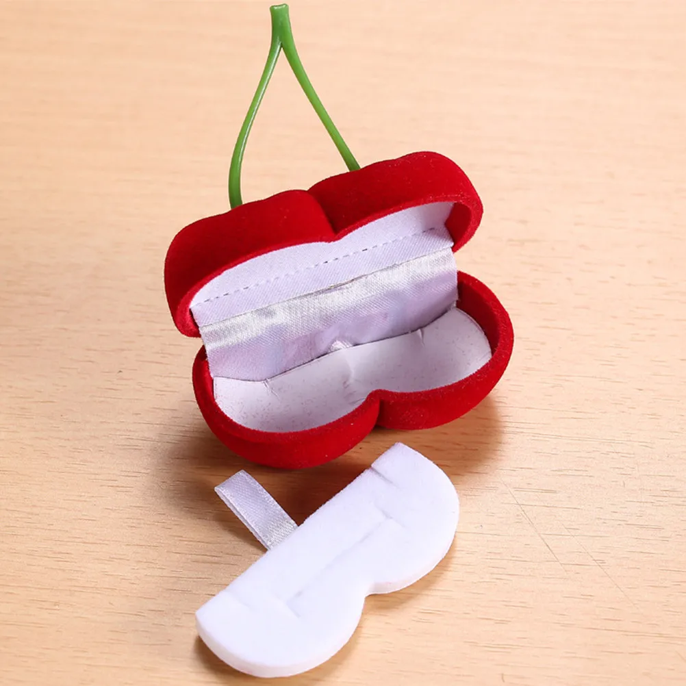 

1pcs Cherry Jewelry Box Lint Material Smooth Surface Ring Case Delicate Earrings Organizer Storage Container For Women Ring