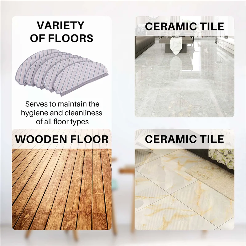 Ecovacs Deebot T10/T10หุ่นยนต์ดูดฝุ่นทำความสะอาดอุปกรณ์เสริมผ้าถูพื้น5ชิ้น