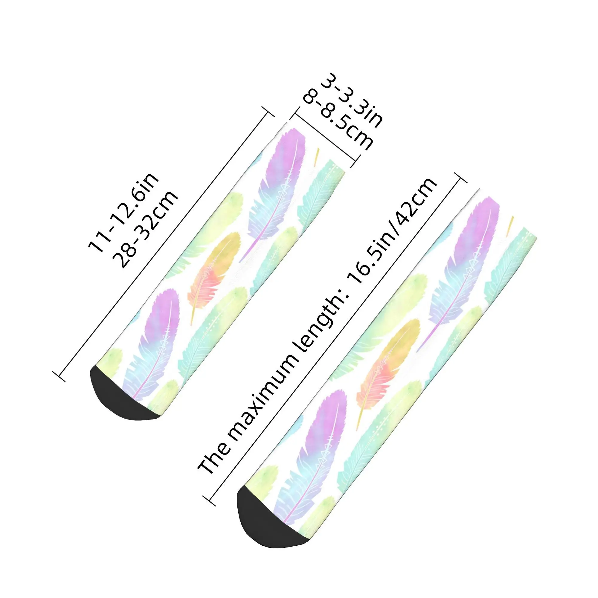 جوارب ريشة ملونة Harajuku جوارب ماصة للعرق جميع المواسم إكسسوارات الجوارب لهدايا عيد الميلاد للرجال والنساء