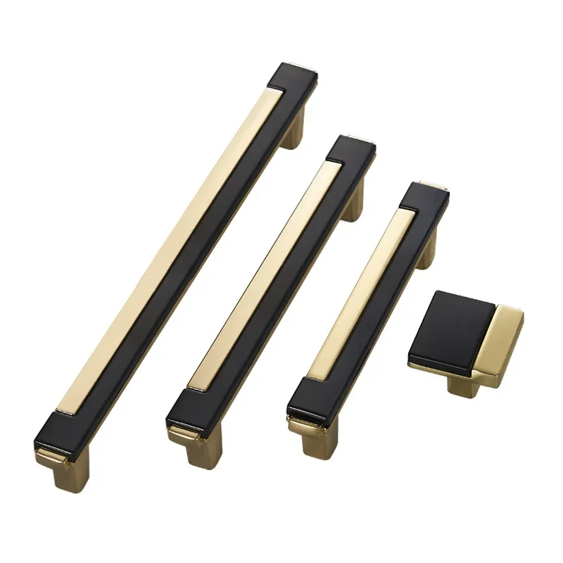 モダンなゴールドブラッククロームキッチン亜鉛合金キャビネットノブと引き出しノブ取手家具ドアハードウェア