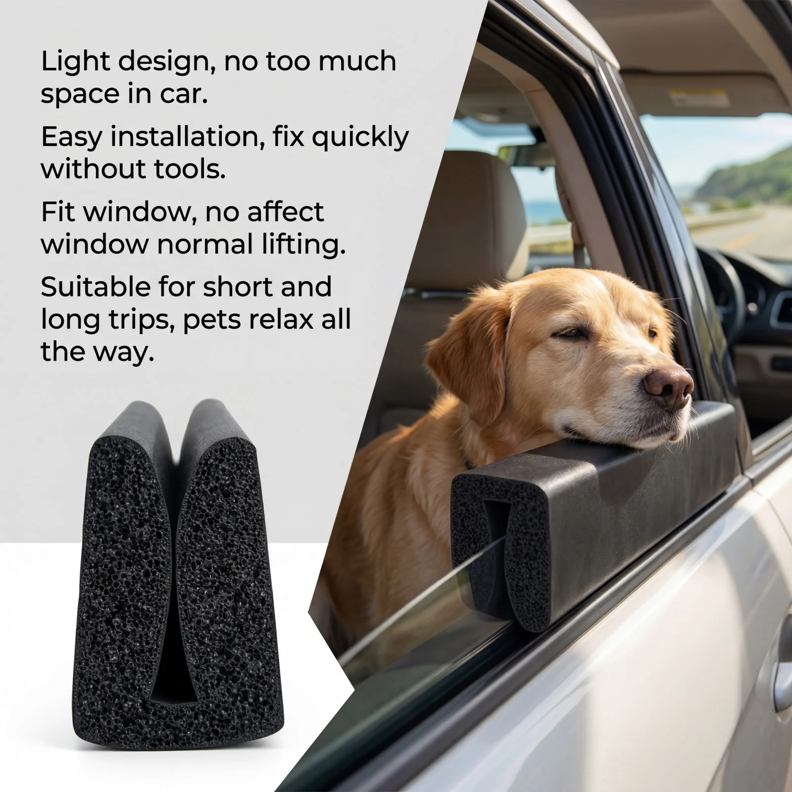Hunde-Autofenster-Kinnstützkissen Atmungsaktiver Memory-Schaum Sicherheitsunterstützung Tägliche Pflege Reise Einfache Installation für Mittelgroße und Große Hunde – Detail 10