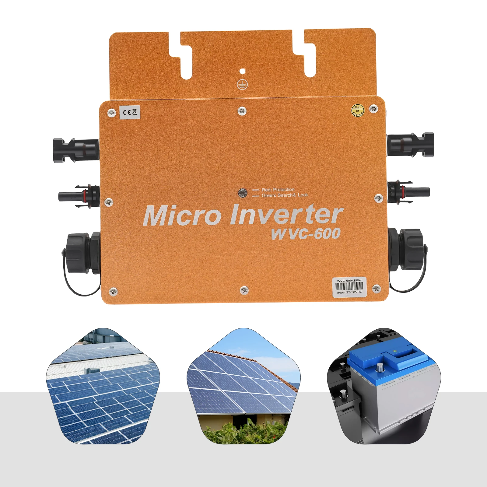 600w Solar Network Inverter Waterproof  Digital Controller Micro Invert Gold