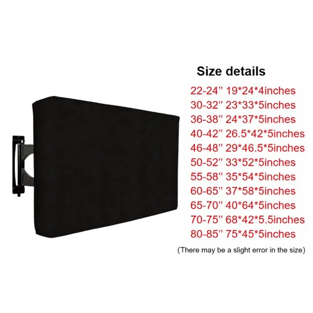 Outdoor TV Cover Black Waterproof For UV Resistant Oxford Material Fits TVs 19 24 4 in to 75 45 5 in All Sizes