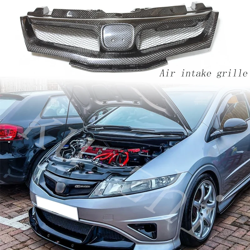 

For Honda Civic FN FK FN2 TYPE R 2006 2007 - 2012 Real Carbon Fiber Front Grille Mu-gen Style FPR(Unpainted) Grilles