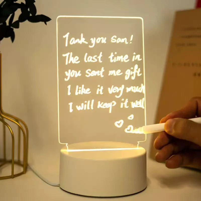 

Transparent Luminous LED Night Lights USB Luminous Acrylic Night Light Erasable Write Message Board Calendar Desktop Ornaments