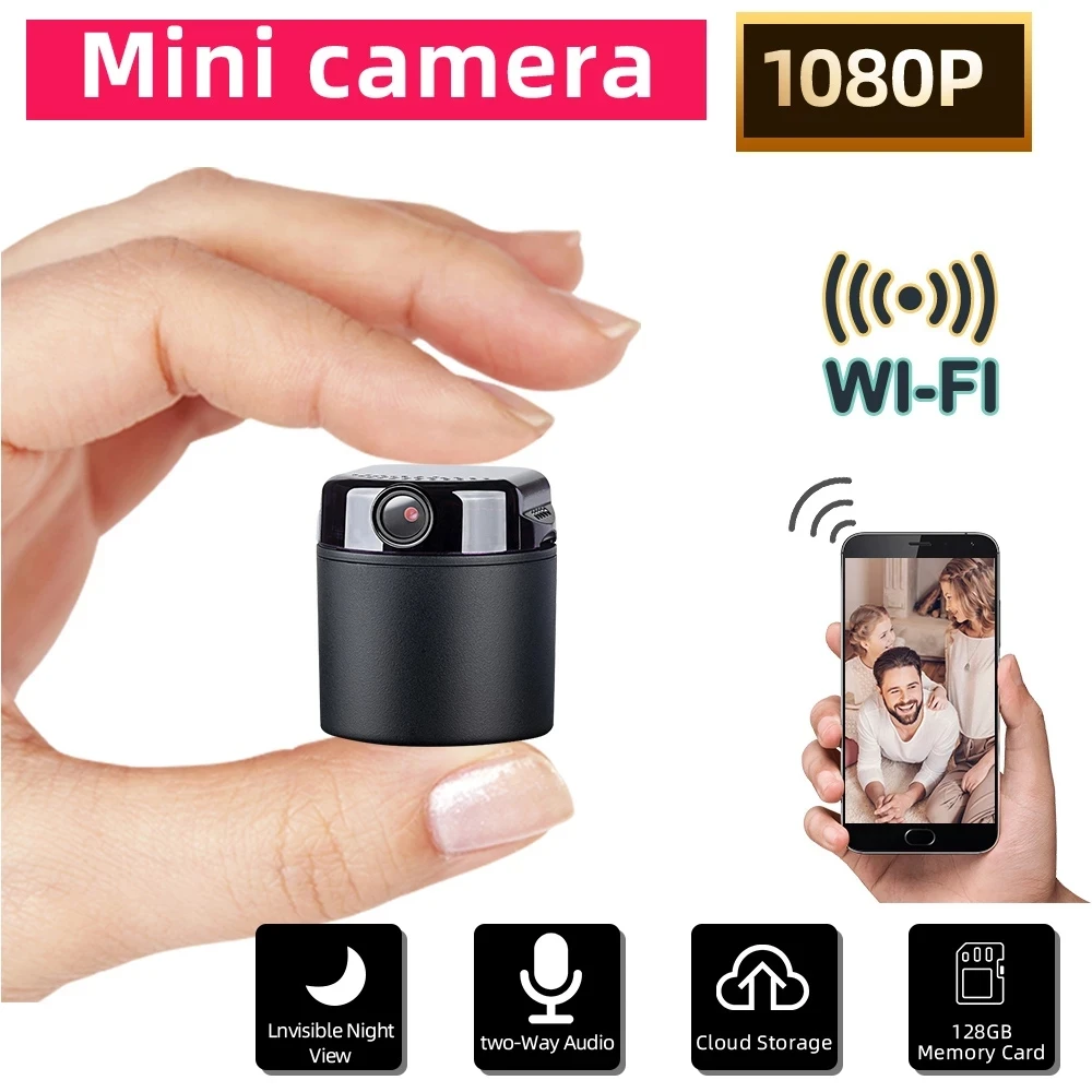 

1080P Mini Camera Wifi Wireless Battery Operated Small Cam 355 Degree Horizontal Rotation Security System