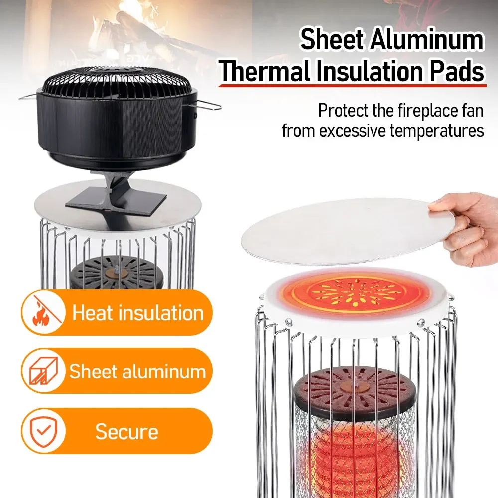 Ventilador de chimenea de pie libre, 5 aspas, negro, alimentado por calor, estufa, quemador de leña, Eco silencioso, distribución eficiente del