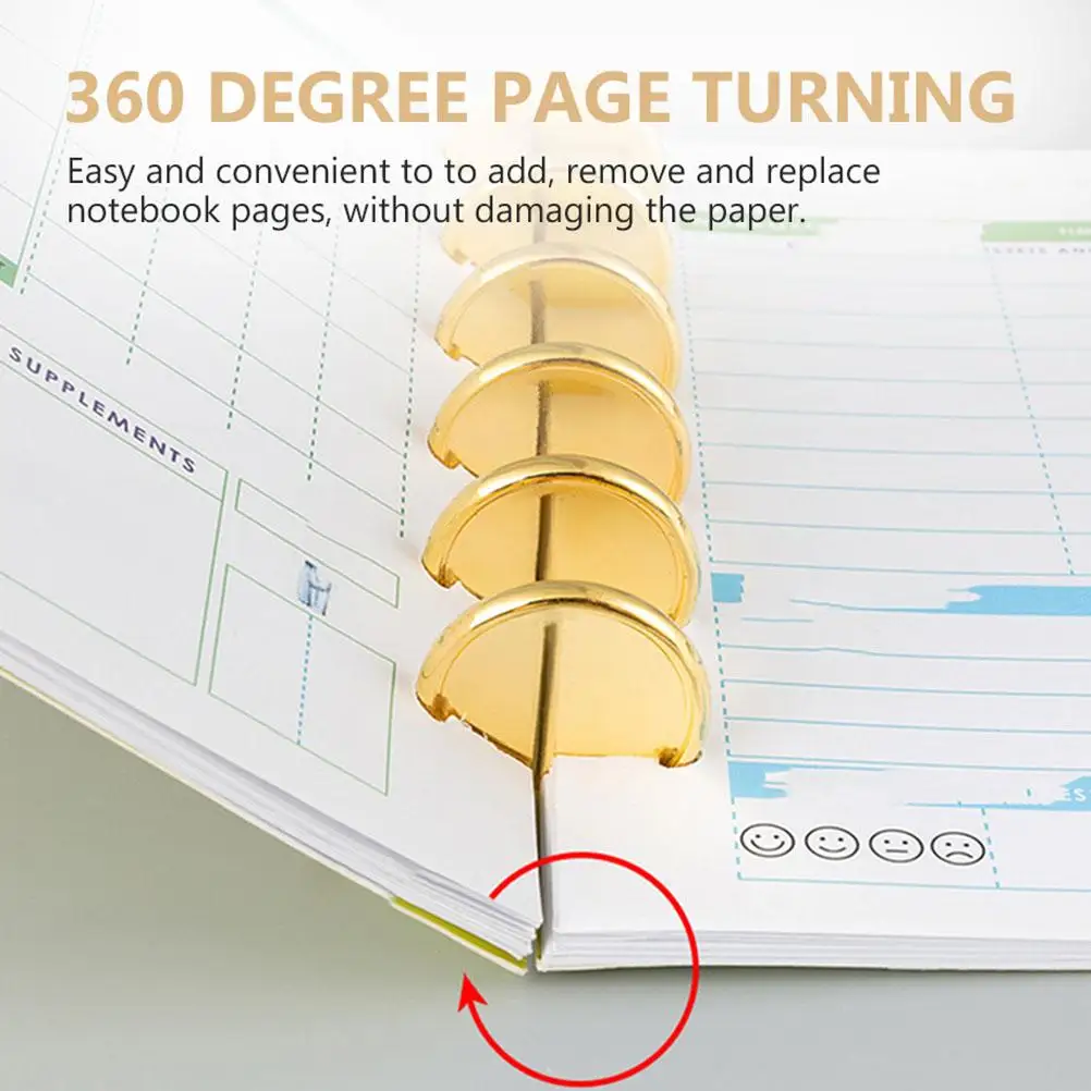 50 Pcs Hooks Loose Leaf Mushroom Buckle Notebooks Binding Rings Tool Machine Golden Plastic