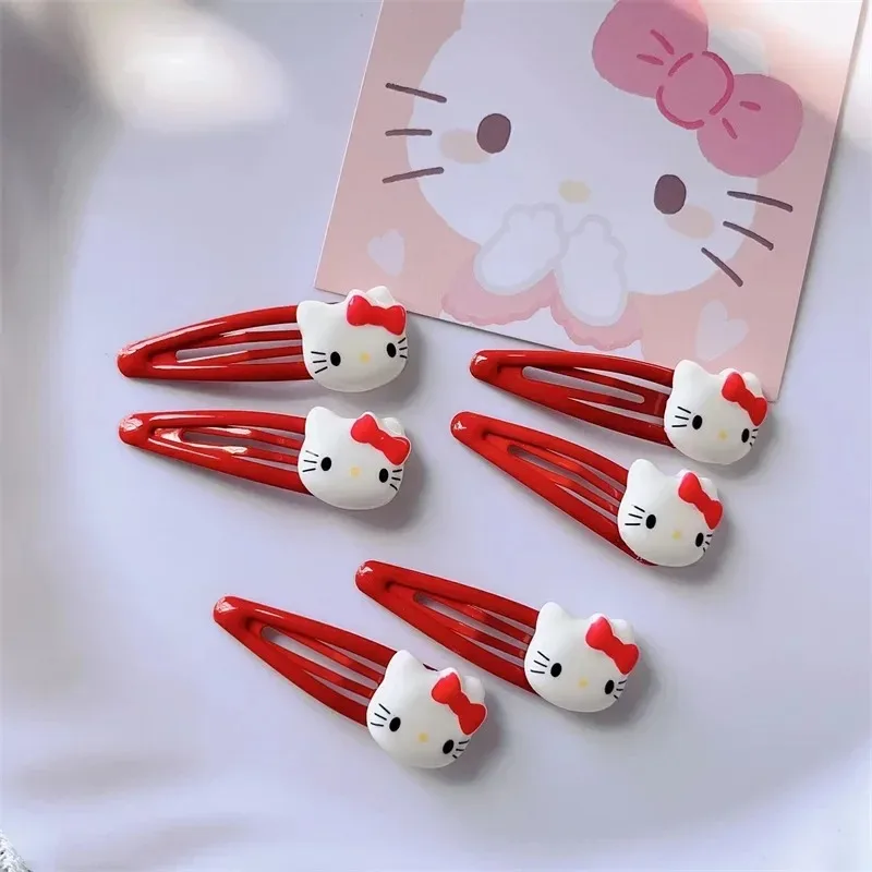 Cute Sanrio Pink Hairpin Pin Cartoon Hello Kitty Girls Barrettes Bangs Clip Women Girls Hair Accessories Slid Clip Jewelry Gifts