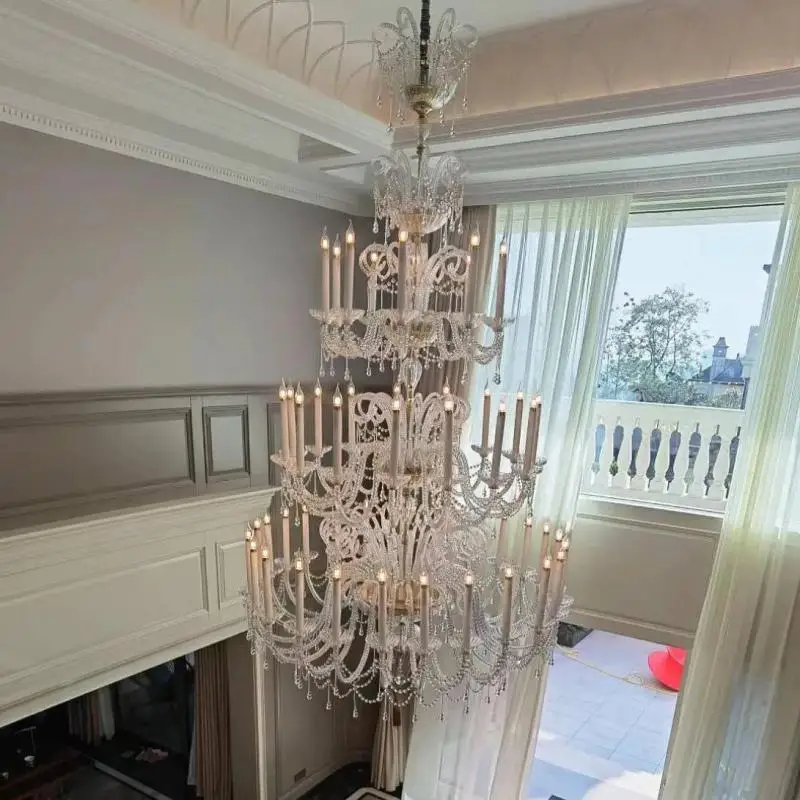 Deluxe Villa Hall Chandelier Led Lustre Light Large Crystal Chandelier Hotel Living Room Lamp Chandeliers Crystal Lamparas