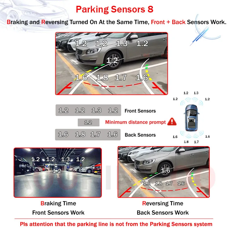 Parking Sensors Kit For Cars Rear And Front Radar 8 Vehicle Supplies Blind Spot Detection For Parktronic Electronic Accessories