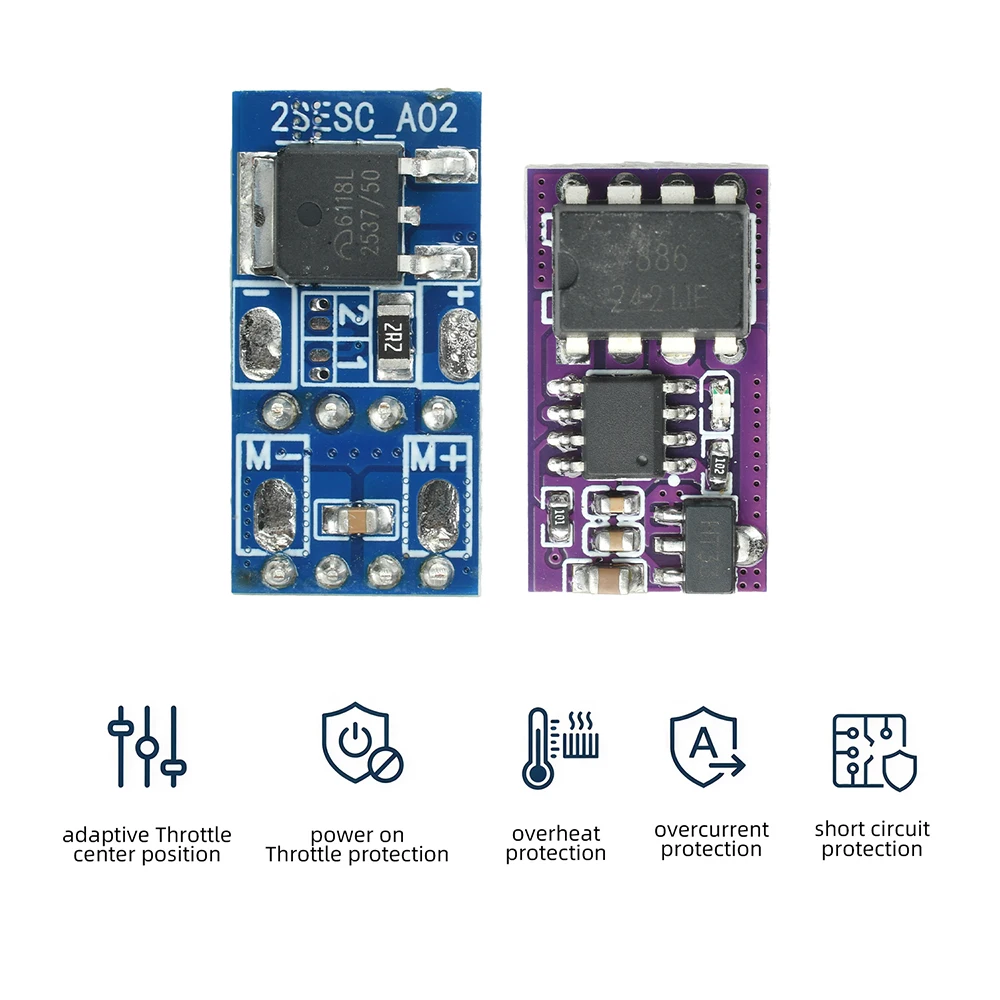 2S 3S Brushed ESC für RC-Autos und -Boote mit adaptiver Gasregelung und vierfachem Sicherheitsschutz – Elektronische Geschwindigkeitsregelung – Detail 8