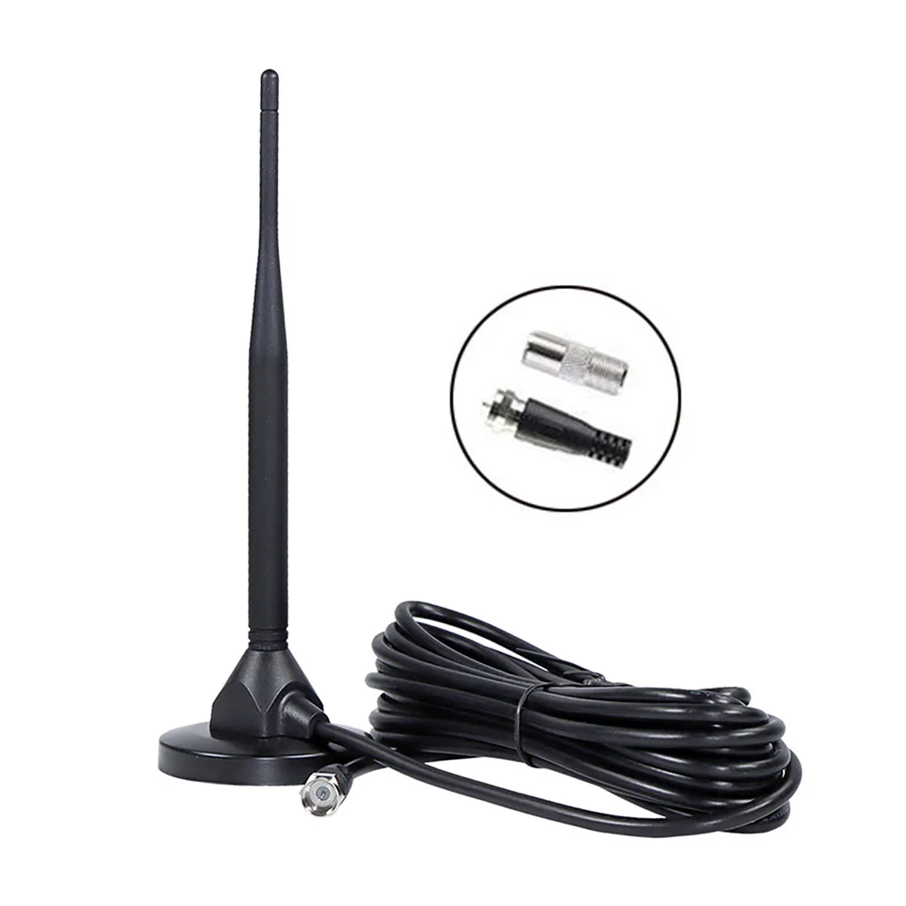 Digital TV Antenna, DVB-T Indoor Digital Antenna with Magnetic Base, UHF & VHF Reception, 10ft Cable