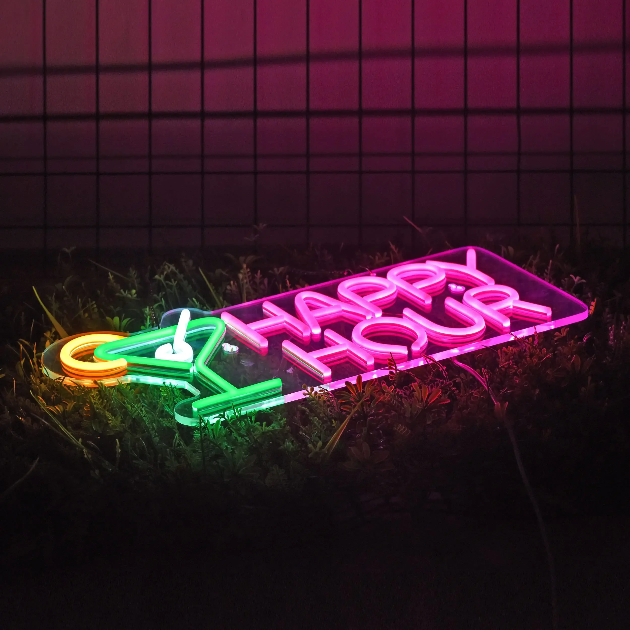 Happy Hour Neon Sign. for Wall Decoration with Dimmable Switch LED Neon Sign Bedroom Bar Hotel Party Club Office Art Light.