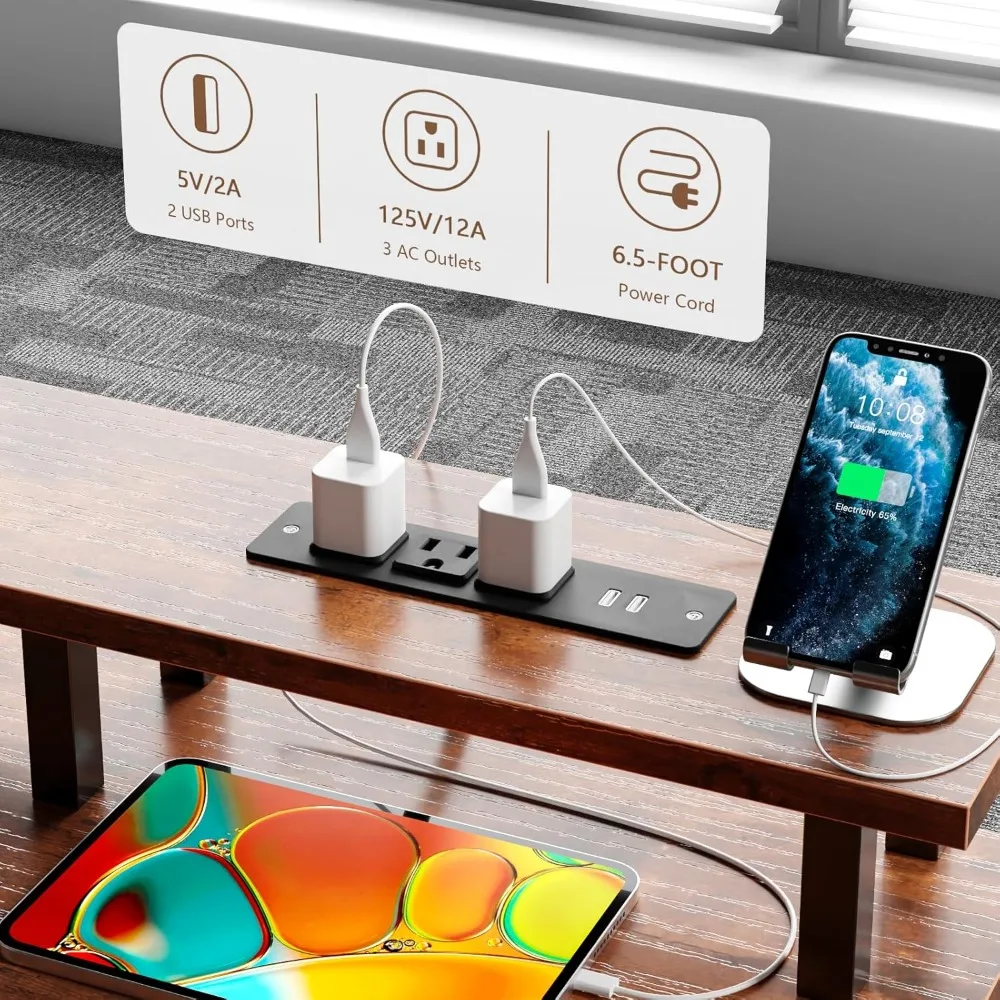 مكتب ألعاب مضاء بإضاءة LED مع 4 أدراج ومنافذ USB ومساحة طابعة للاستخدام المنزلي والمكاتب