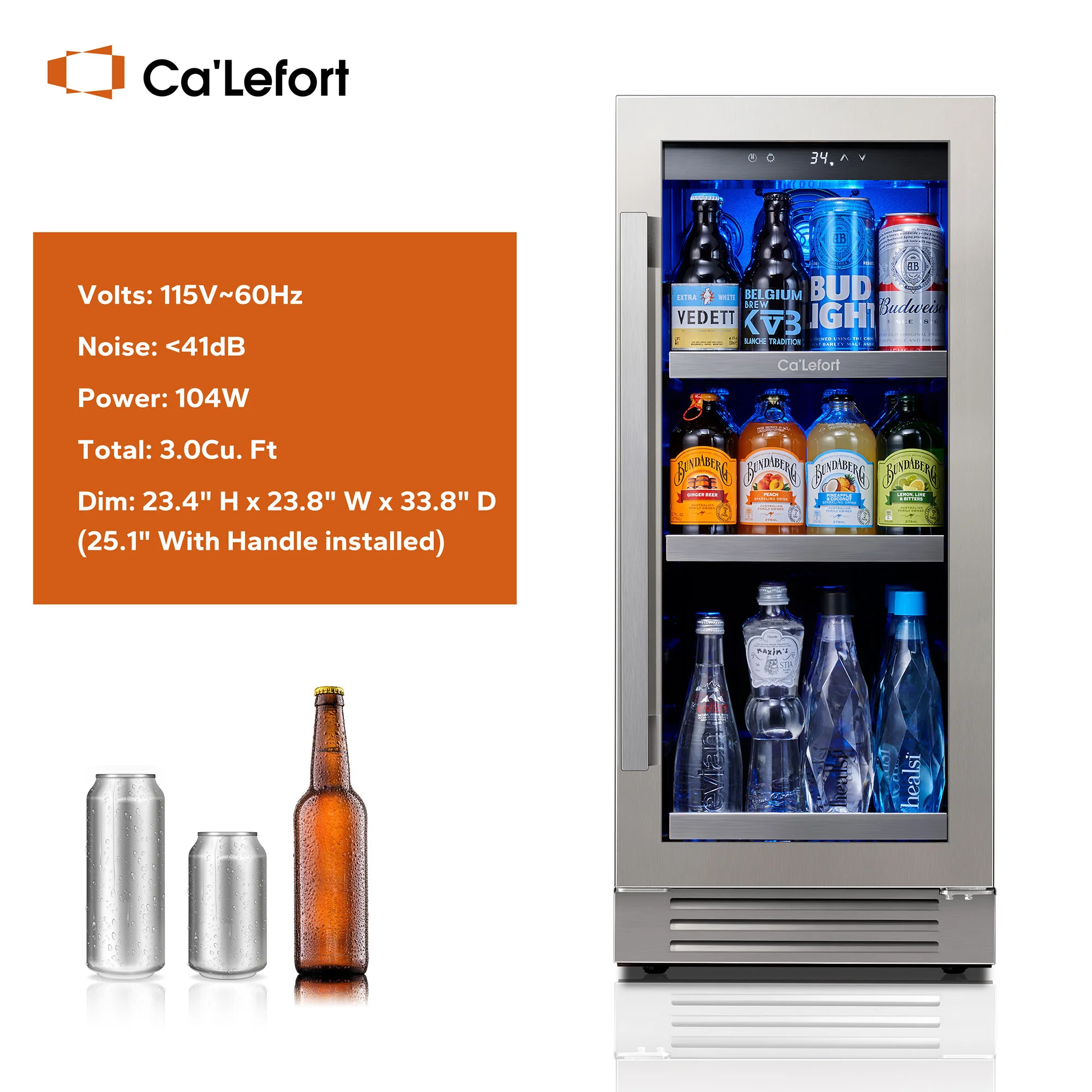 Ca’Lefort 85L Wine & Beverage Cooler | 80 Bottles & 80 Cans 1–12°C Compressor Cooling Auto Defrost, LED Light Auto Defrost Home