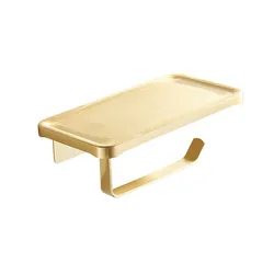1PC Space Aluminium Gold Toilet Paper Holder Bathroom Phone Storage Roll Paper Holder Punch/No Punch Wall Mounted Bathroom Shelf