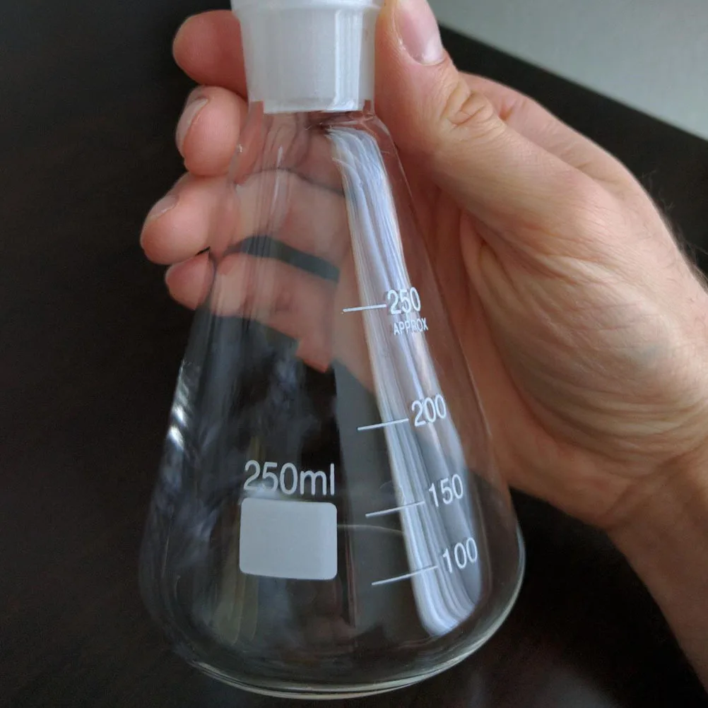 

3Pcs Thickened Glass Conical Flask Laboratory Durable Stopper Heating Safe for Student Chemistry Experiment Supplies