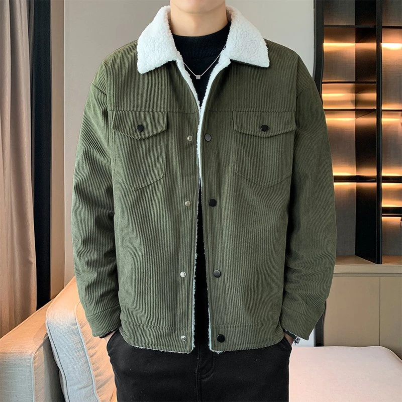 

Men Winter Padded Jackets Vintage Plaid Parkas Stand Collar Loose Thick Warm Windbreaker Outerwear