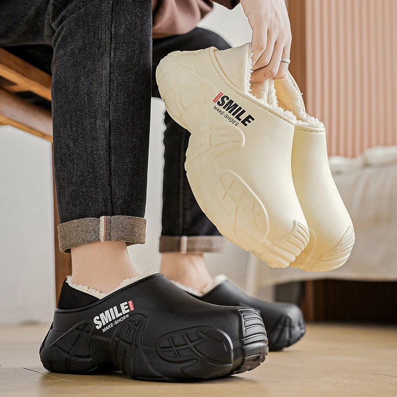 

Лидер продаж, зимние модные домашние тапочки для пар, мужские нескользящие туфли на толстой подошве, мужские теплые непромокаемые хлопковые сандалии, шлепанцы