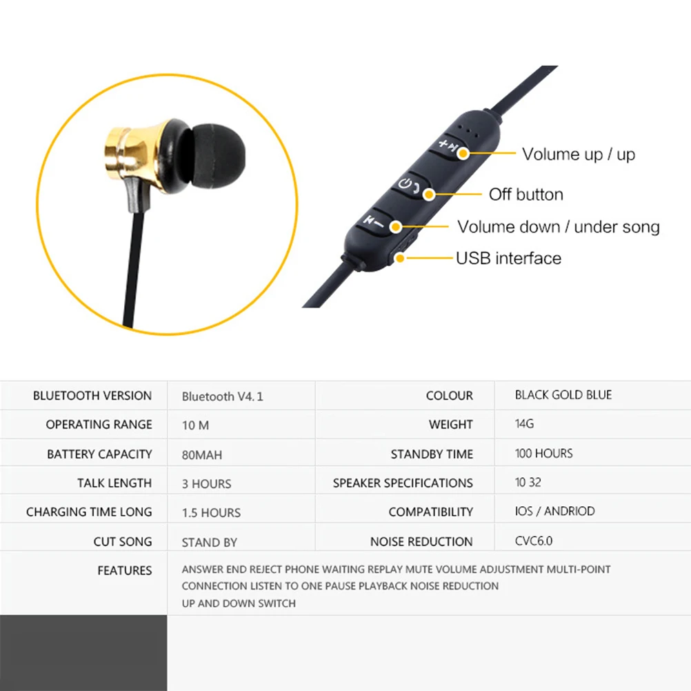 

Wireless Earphone Sport Headphones Business Earpiece Car Earphones Magnetic Design Comfortable