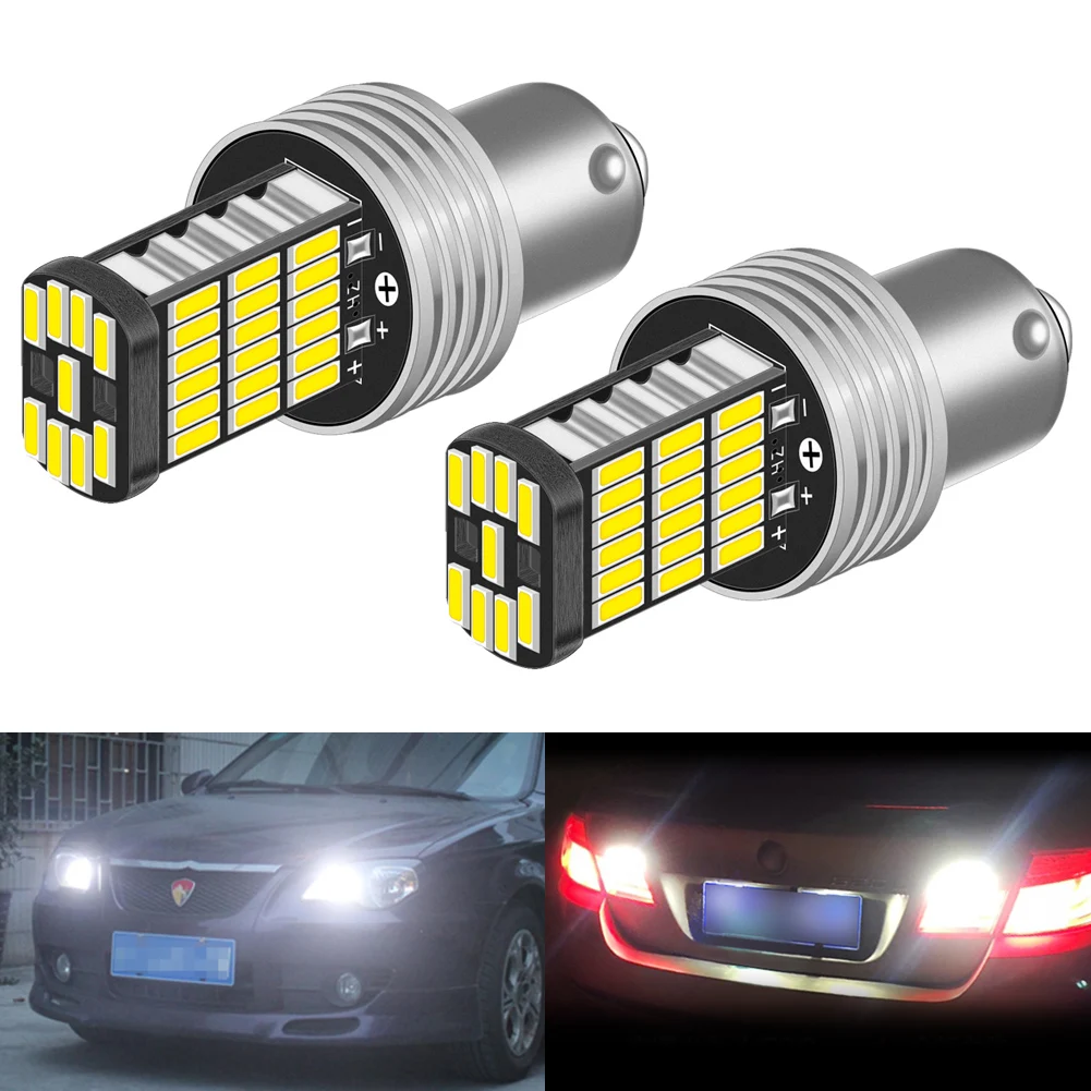 

2pcs 1156 ba15s Led Car Light Bulbs Super Led Turbo Diode 45 SMD 4014 Chips DC 12V Brake Stop For Dacia Jogger Spring Duster