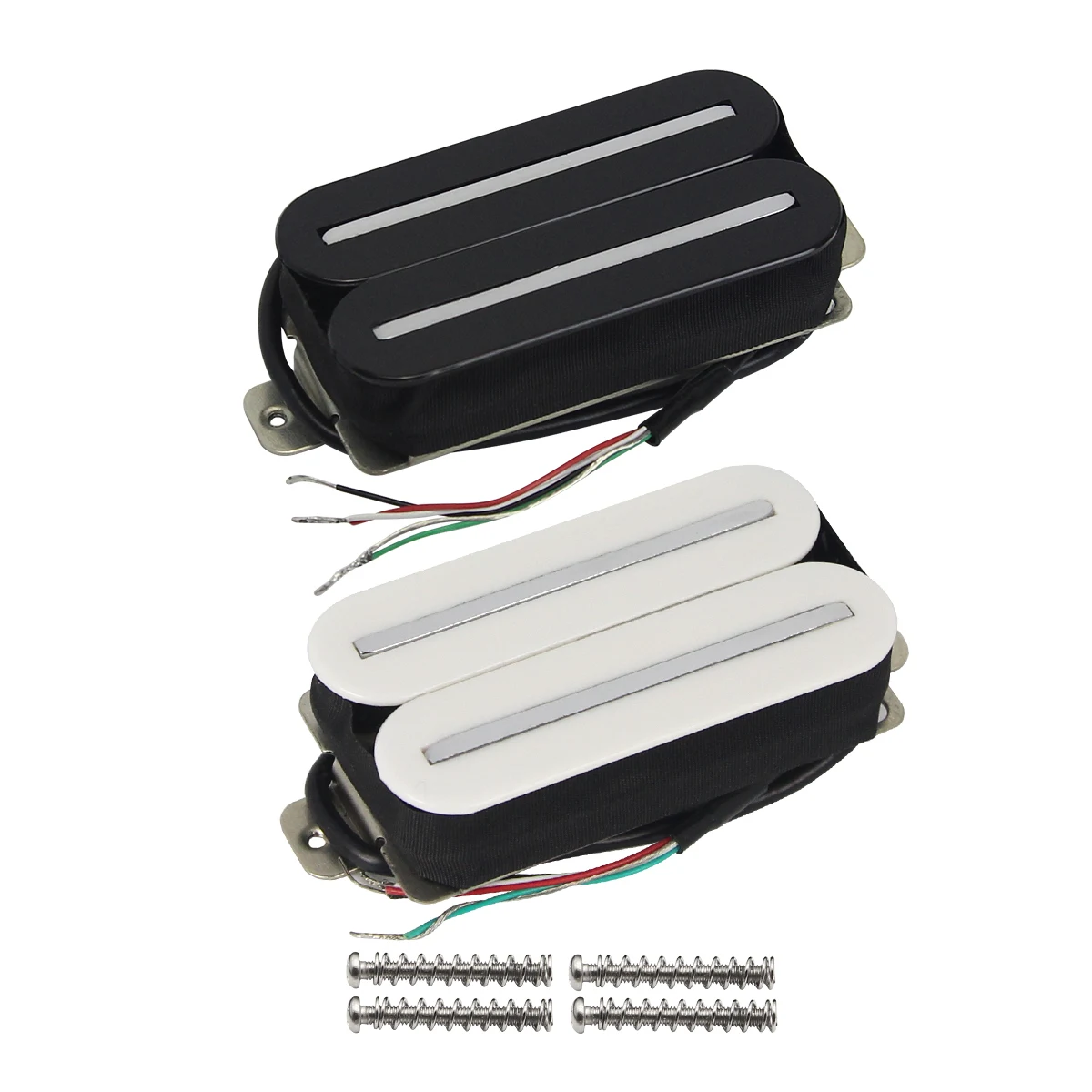 FLEOR 1pcs Ceramic Dual Rails Electric Guitar Humbucker Pickup 4-Wires Guitar Parts,Black/White Options