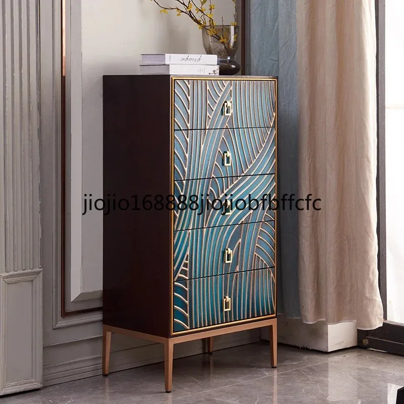 Suitable for  light luxury chest modern simple entrance living room decoration solid wood bedroom drawer locker