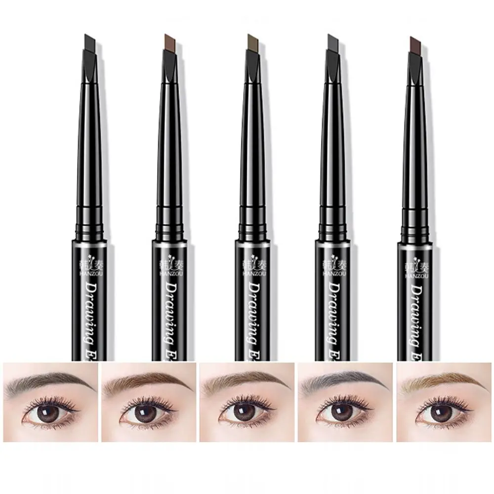 5 Color Double Ended Eyebrow Pencil Waterproof Long Lasting No Blooming Rotatable Triangle Eye Brow Tattoo Pen Makeup