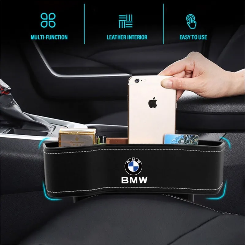 Car Leather Seat Crevice Storage Box Gap Slit Filler Holder Organizing Auto Accessories For BMW M Performance M3 M5 M6 F01 F13