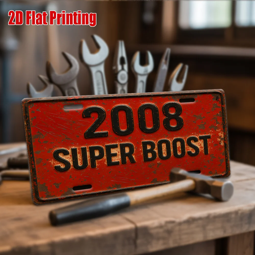 2D Flat, [], 2D Flat Printing, 1pc, Vintage Metal License Plate, Outdoor Wall Art (12