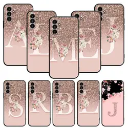 Case For Samsung Galaxy A52 A53 A12 A13 A54 A32 A51 A71 A23 A33 A21s A13 5G A22 A50 Soft Phone Case Letter Pink Shiny M R