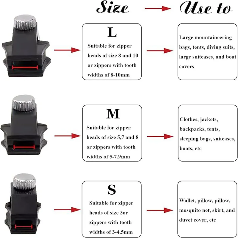 Universal Zipper Repair Kit Instant Detachable Zipper Head Replacement Zipper Slider Pull For Jacket Bags Luggage