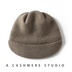 MERRILAM Unisex Winter Plain Baseball Caps Outdoor Thicken Warm 100% Cashmere Hats Hip Hop Cap Street Knitted Hat for Women Men