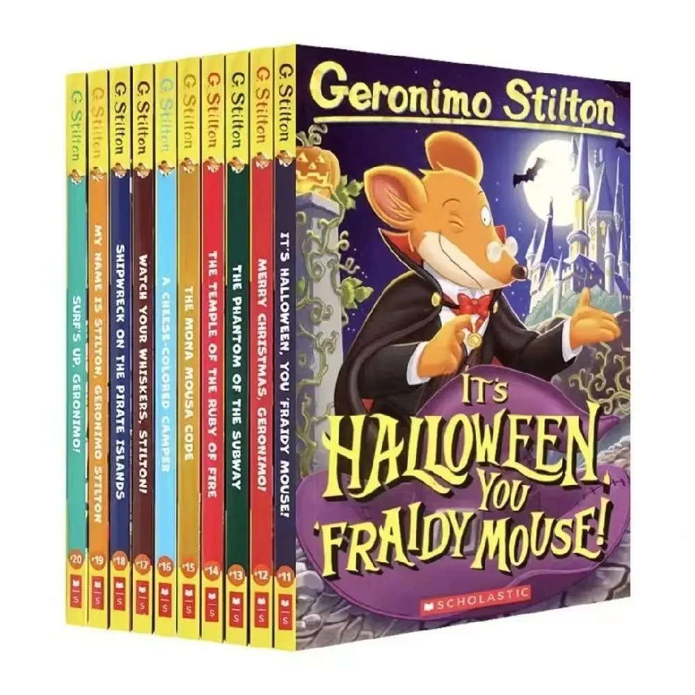 Geronimo stiltton Mouse Reporter 1-80 en inglés, iniciales originales, libros de puente, juego completo de 80 libros Enseñanza educativa