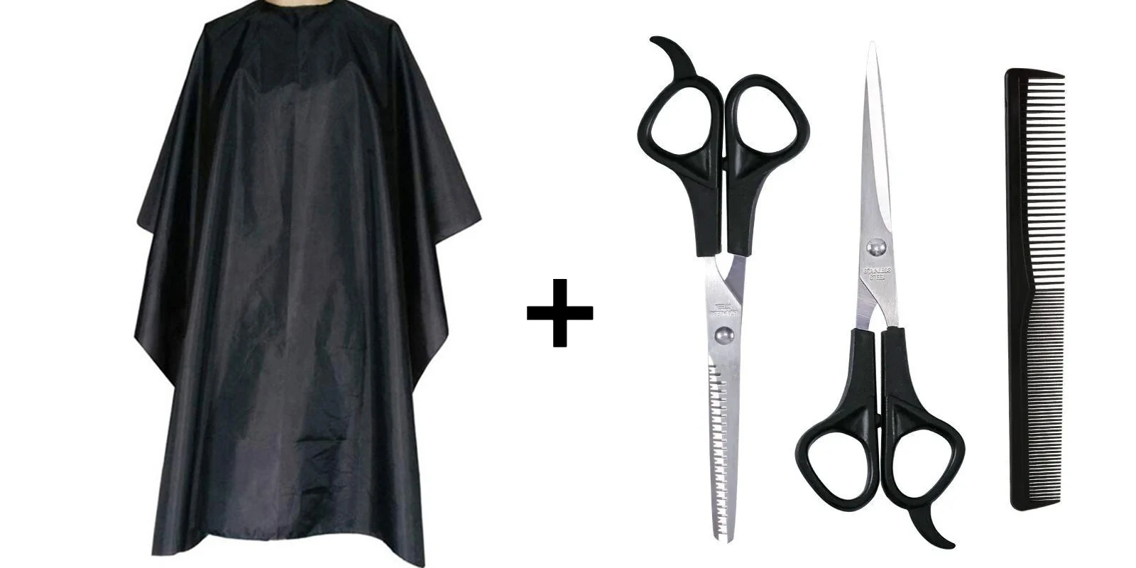 Antistatische waterdichte kapperscape set met roestvrijstalen schaar & kam, verstelbare knipdoek voor stylisten