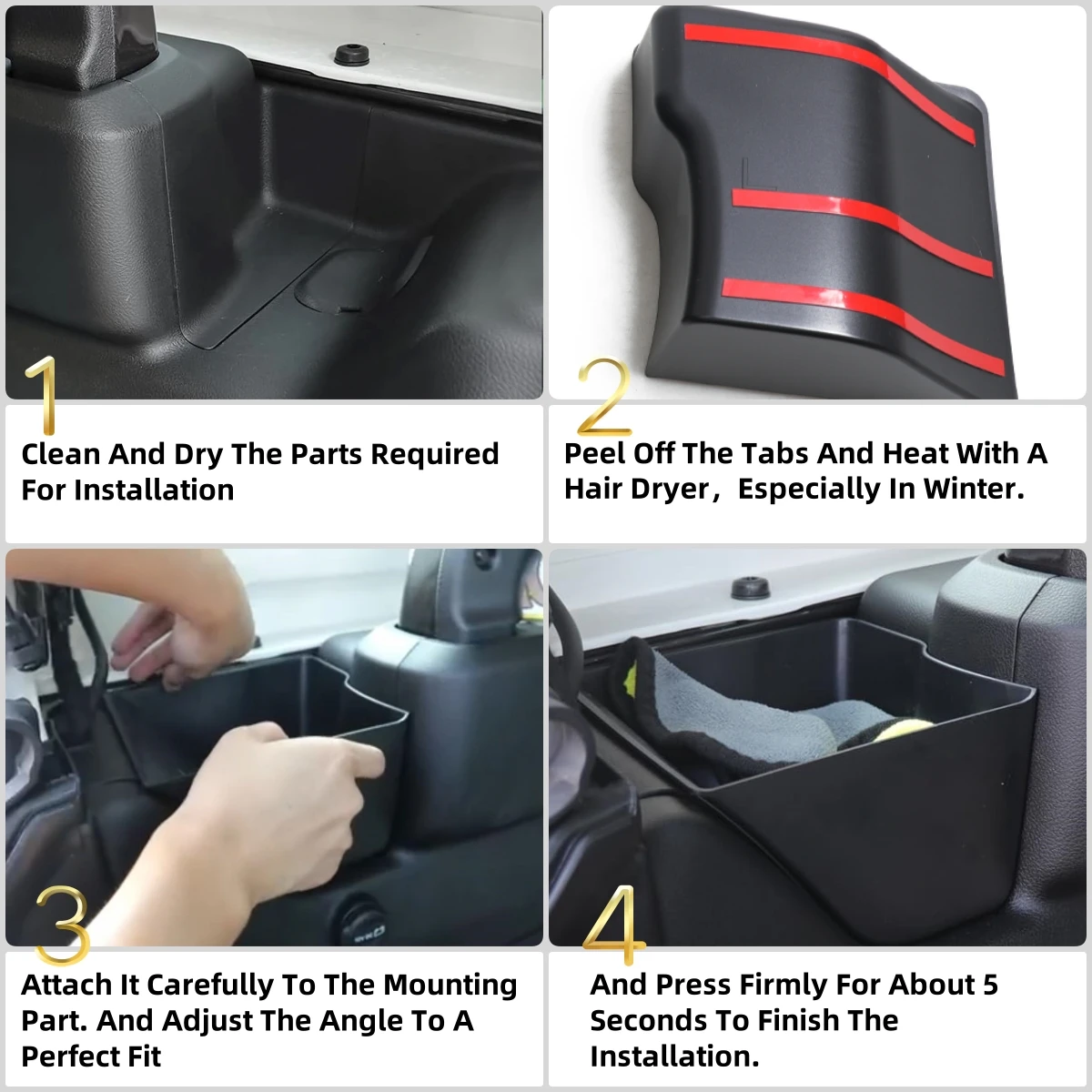 Rear Trunk Side Storage Box for Jeep Wrangler JL 4-Door 2024 Interior Holder Trunk Organizer Car Accessories ABS Stowing Tidying