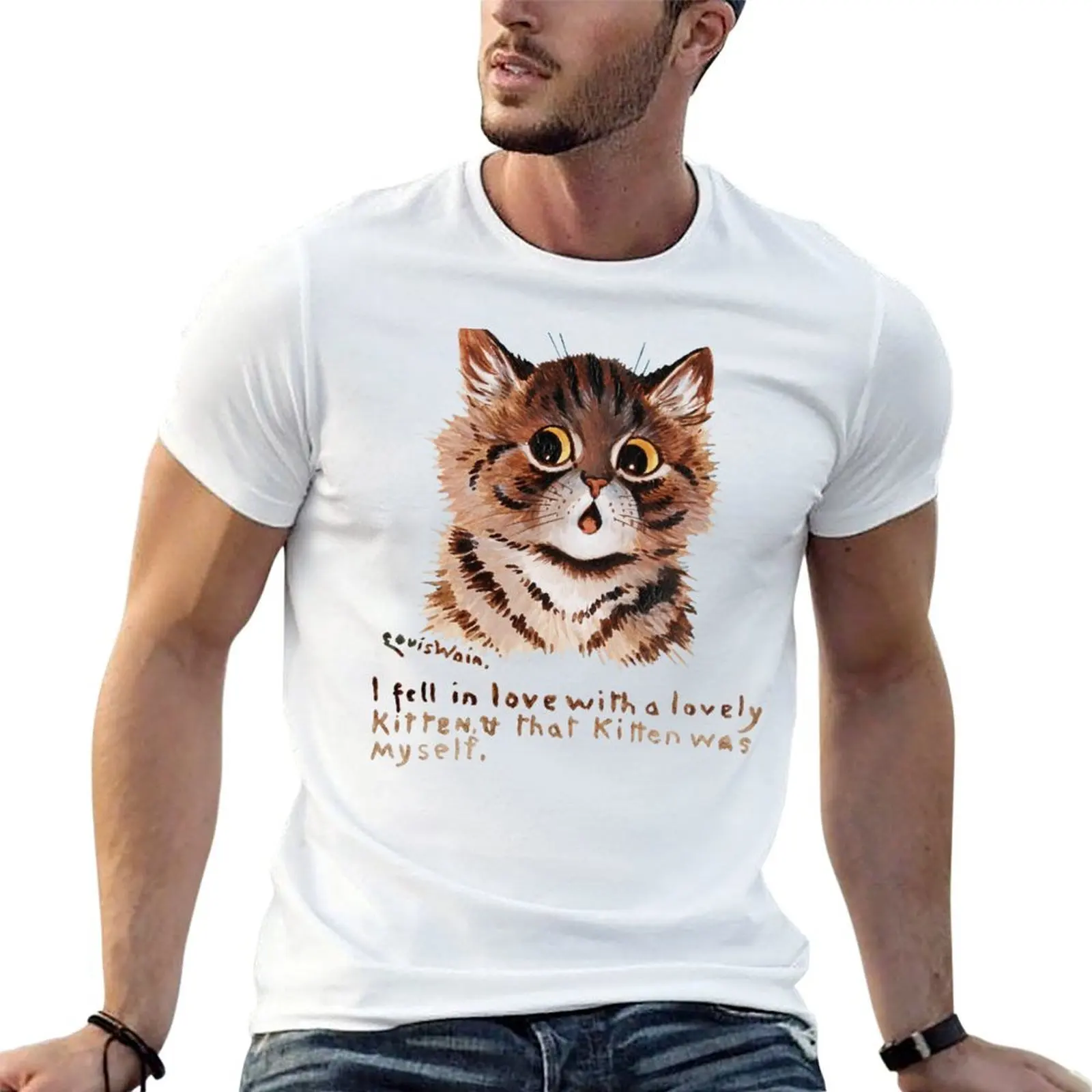 

man T-Shirt love that with a & I kitten, fell graphic shirt Louis lovely was - in t kitten myself Wain