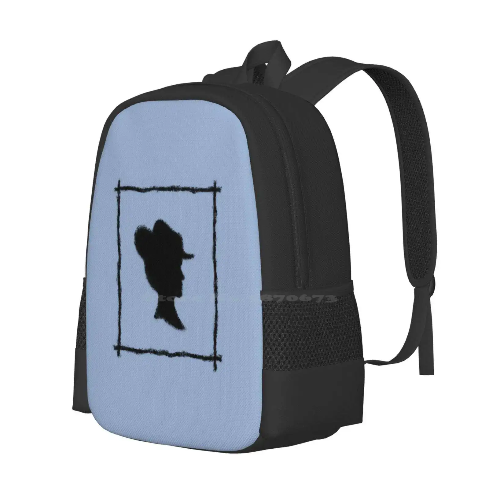 Framed Lady In Chambray Blue Hot Sale Schoolbag Backpack Fashion Bags Silhouette Lady Black Chambray Blue Framed Female