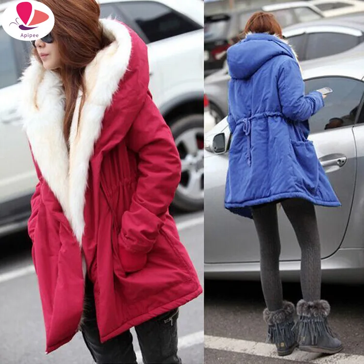 Spring Winter New Winter Warm Women Cotton Hooded Faux Fur Coat Jackets Fashion Lady's Slim Liner Thicken Coats Dropshipping