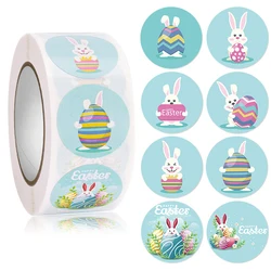 500pcs/roll Round Easter Rabbits Label Stickers Cartoon Bunny Easter Egg Stickers Easter Party Envelope Gift Seal Sticker Label