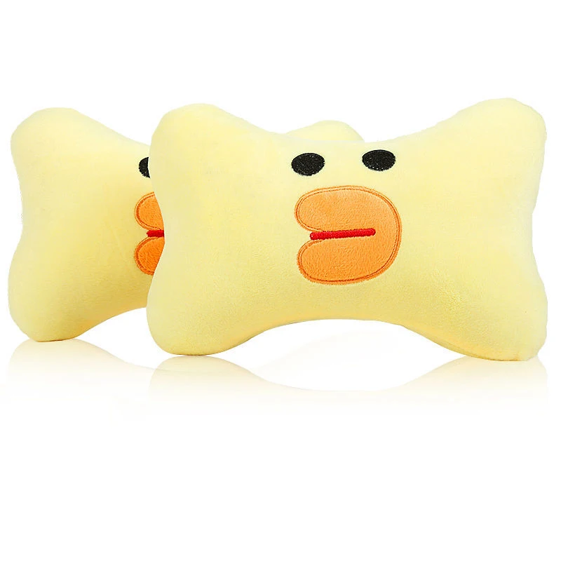 Cute Car Pillow Universal Cartoon Car Headrest Neck Pillow PP Cotton Soft Pad Women Girls Kids Car Accessories 2pcs/Set 2022