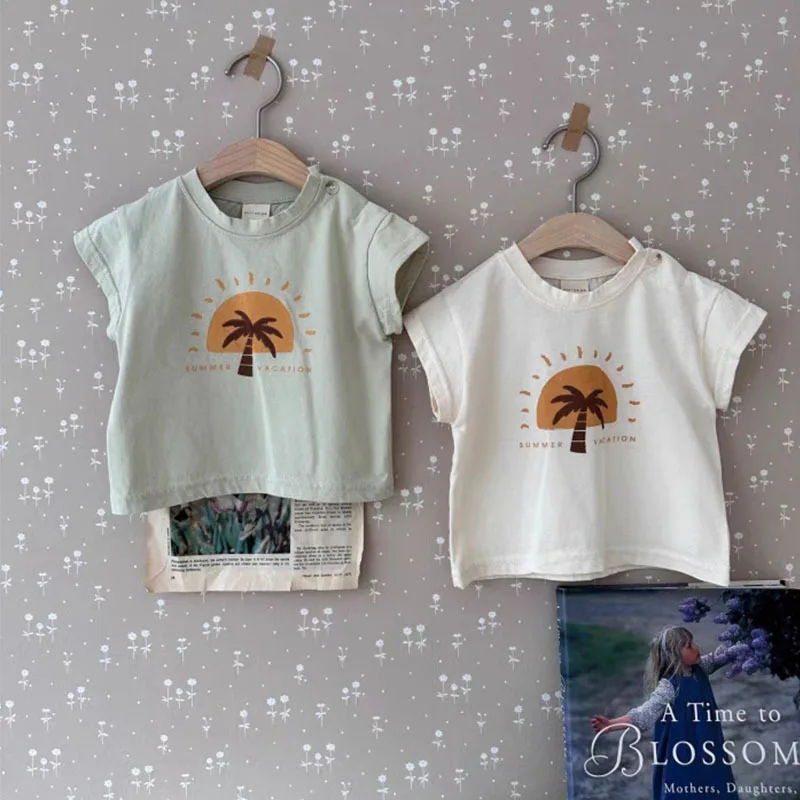 

Baby Clothes Korean Style Casual Cute T Shirt 2024 Summer Boys Girls Fashion Loose Cotton Short Sleeve Soft Comfortable Top