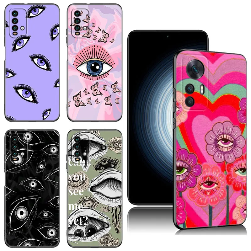 Scary Face Eyes Smiley Case For Xiaomi Redmi K40 K50 Gaming Note 6 7 K20 K60 Pro 7A 8A 9A 9C 9i 9T 10A 10C 12C A1 A2 Plus Cover