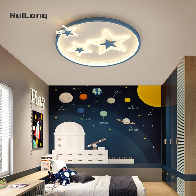 Estrelas LED Luzes de Teto para Decoração do Quarto Infantil, Lâmpada do Teto do Quarto, Regulável Dos Desenhos Animados, Lustre, Iluminação do Quarto Infantil