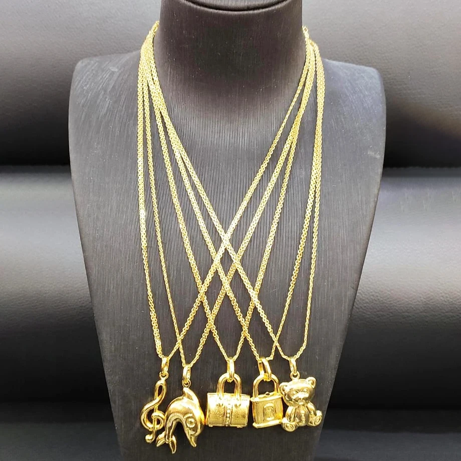 YM Statement Mermaid Pendant Necklace Gold 40cm 6