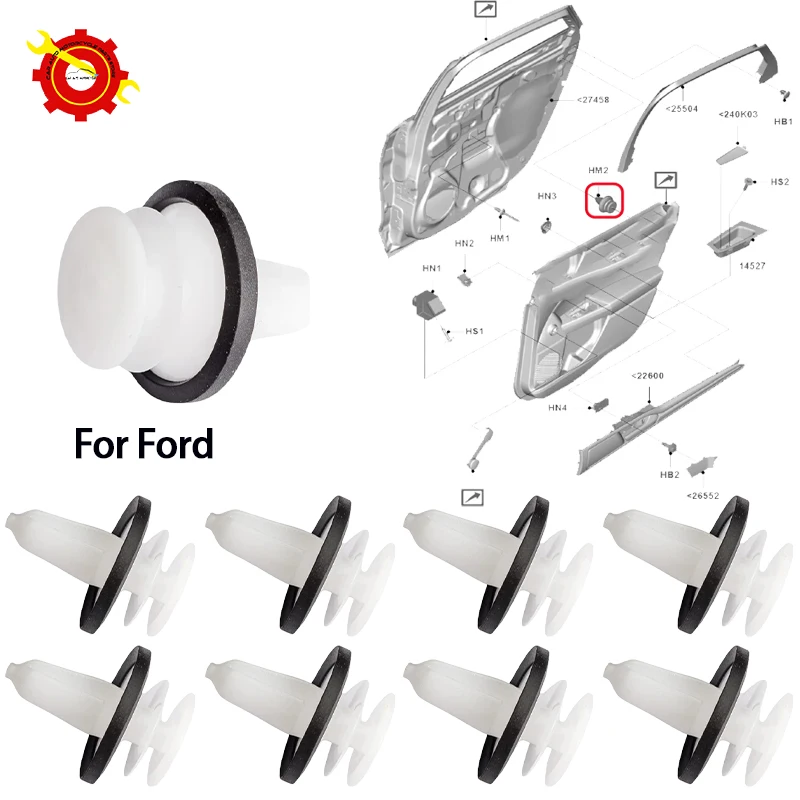 20 clips de plástico de repuesto para paneles de puerta de Tesla y Ford 102540100A W713297S300, remaches para fijación de paneles de puerta de vehículos