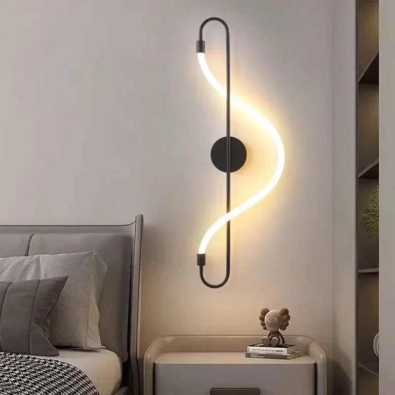 Design LED Wall Lamp Modern wall Light Living Room Bedside Bedroom Backdrop Copper Lines Iron Indoor Illumination wall Sconce