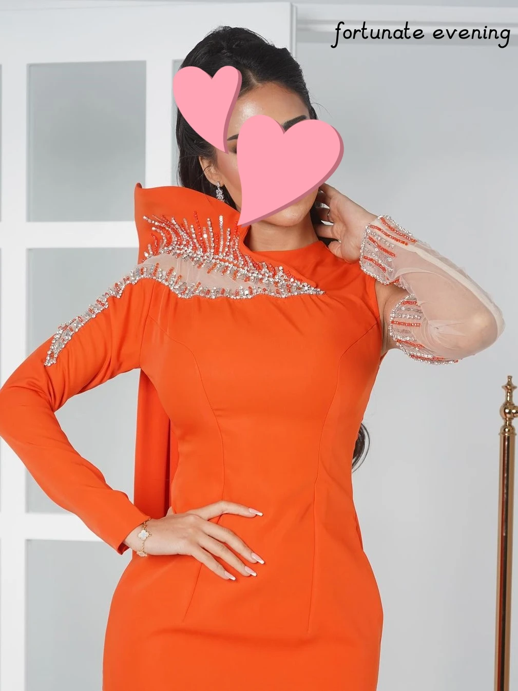 Fortunate Evening Elegant Vintage Sweet Orange Beading Ribbon One Shoulder Formal Occasion Prom Dress Evening Party Gowns