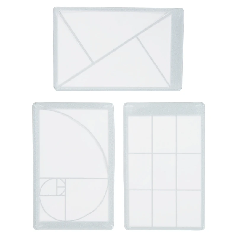 

Фибоначчиевский видоискатель для фотографий, линейка для позиционирования по золотому сечению, белый, 3 штуки